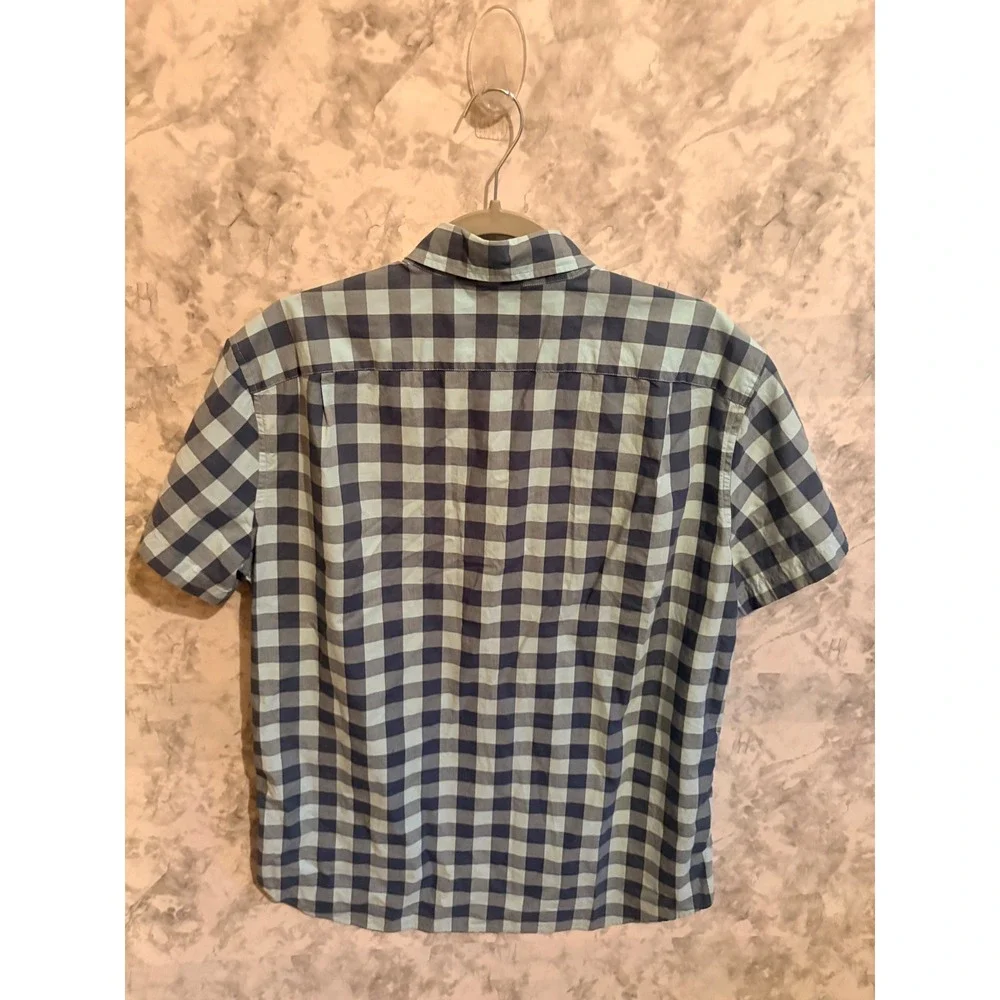 J. Crew Mens Slim Fit Gingham Short Sleeve Button‎ Down Shirt Size L